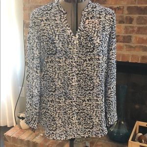 Loft Blue Patterned Blouse Size Medium